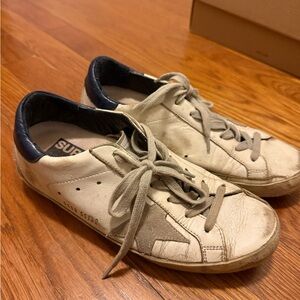 Golden Goose Women’s White and Blue Sneakers
